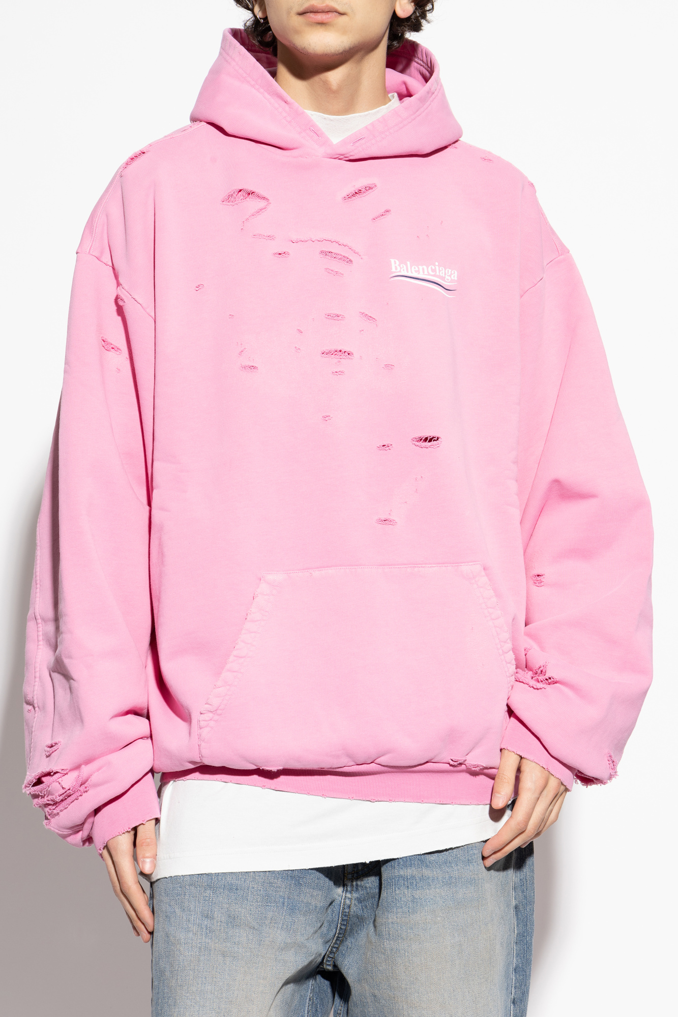 タグ付き新品未使用❗️Balenciaga+WFP Hoodie ピンク S Balenciaga rhinestone-logo Zipped Hoodie | Pink | FARFETCH